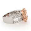 LARGE 1.71CT DIAMOND 18K WHITE & ROSE GOLD ROUND & BAGUETTE OVAL ENGAGEMENT RING