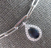 .60CT DIAMOND & AAA SAPPHIRE 14KT WHITE GOLD PEAR SHAPE & ROUND LARIAT NECKLACE