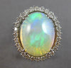 EXTRA LARGE 9.41CT DIAMOND & AAA OPAL 14KT WHITE GOLD OVAL BALLERINA RING #27593