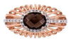 ESTATE 1.59CT DIAMOND & AAA SMOKY TOPAZ 14KT ROSE GOLD 3D HALO FLOWER FUN RING