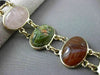 ANTIQUE LARGE JADE CARNELIAN ONYX 14K YELLOW GOLD OVAL DOUBLE ROW BRACELET 23386