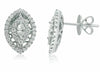 LARGE .87CT ROUND & MARQUISE DIAMOND 14K WHITE GOLD TEAR DROP HALO STUD EARRINGS