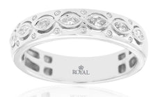 .18CT DIAMOND 14K WHITE GOLD 3D ROUND & MARQUISE BEZEL INFINITY ANNIVERSARY RING