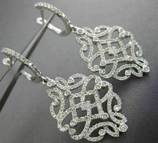 ESTATE 1.36CT DIAMOND 18KT WHITE GOLD 3D HEART INFINITY HUGGIE HANGING EARRINGS