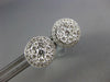 LARGE .77CT DIAMOND 18KT WHITE GOLD 3D ROUND CLUSTER HALO CLASSIC STUD EARRINGS