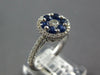 1.01CT DIAMOND & AAA SAPPHIRE 18KT WHITE GOLD 3D ROUND FLOWER HALO FILIGREE RING