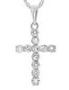 .22CT DIAMOND 14KT WHITE GOLD ROUND CLASSIC SHARED PRONG CROSS FLOATING PENDANT