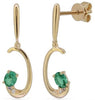 .37CT DIAMOND & AAA EMERALD 14K YELLOW GOLD 3D OVAL & ROUND FUN HANGING EARRINGS