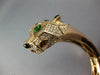 EXTRA LARGE 3.82CT DIAMOND & AAA TSAVORITE 18K ROSE GOLD PANTHER BANGLE BRACELET