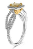 1.26CT WHITE & CANARY DIAMOND 18KT 2 TONE GOLD CUSHION & ROUND ENGAGEMENT RING