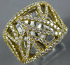 LARGE 1.32CT DIAMOND 18K TWO TONE GOLD MULTI LEAF OPEN FILIGREE ANNIVERSARY RING