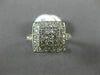 ESTATE WIDE .85CT DIAMOND 14KT WHITE GOLD 3D ROUND PAVE SQUARE ANNIVERSARY RING