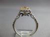 WIDE 1.77CT WHITE & FANCY YELLOW DIAMOND 18K 2 TONE GOLD 3D HALO ENGAGEMENT RING