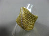ESTATE LARGE 3.30CT DIAMOND YELLOW SAPPHIRE 18KT YELLOW GOLD MULTI ROW LEAF RING