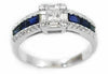 ESTATE 1.55CT DIAMOND & AAA SAPPHIRE 18K WHITE GOLD ROUND & BAGUETTE SQUARE RING