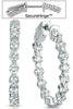 LARGE 2.3CT DIAMOND 14K WHITE GOLD SHARED PRONG INSIDE OUT HOOP HANGING EARRINGS