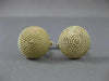 ESTATE LARGE 14KT YELLOW GOLD 3D ROUND MILGRAIN DOME SHAPE CUFF LINKS #21214