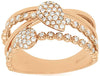 WIDE .45CT DIAMOND 14KT ROSE GOLD 3D MULTI ROW CRISS CROSS ROUND PEAR SHAPE RING