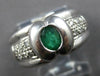 WIDE .55CT DIAMOND & AAA EMERALD 18KT WHITE GOLD 3D OVAL BEZEL MENS PINKY RING