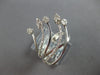 ESTATE LARGE .45CT DIAMOND 14KT WHITE GOLD 3D LEAF & FLOWER CRISS CROSS FUN RING