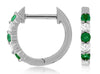 .25CT DIAMOND & AAA EMERALD 14KT WHITE GOLD 3D 5 STONE HUGGIE HANGING EARRINGS