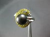 2.07CT DIAMOND & YELLOW SAPPHIRE & TAHITIAN PEARL 14KT WHITE GOLD DOLPHIN RING