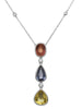 10.02CT DIAMOND & AAA MULTI COLOR SAPPHIRE 18KT WHITE GOLD 3D TEAR DROP NECKLACE