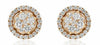 LARGE .75CT DIAMOND 18KT ROSE GOLD 3D CLUSTER FLOWER HALO CLASSIC STUD EARRINGS