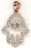 .14CT DIAMOND 14KT ROSE GOLD CHAMSAH HAMSAH LUCKY EVIL EYE FUN FLOATING PENDANT
