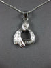 ESTATE .25CT DIAMOND 18KT WHITE GOLD 3D BAGUETTE TRIANGULAR FUN FLOATING PENDANT