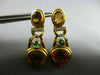 ESTATE LARGE 14.10CT DIAMOND & CITRINE EMERALD 18KT YELLOW GOLD HANGING EARRINGS