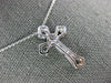 ESTATE SMALL .18CT AAA SAPPHIRE 18KT WHITE GOLD 3D FILIGREE CROSS PENDANT