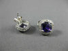 ESTATE 1.88CT DIAMOND & AAA AMETHYST 14KT WHITE GOLD SQUARE HALO STUD EARRINGS