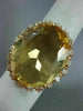 ESTATE EXTRA LARGE 21.10CT DIAMOND & AAA CITRINE 14KT YELLOW GOLD HALO FUN RING
