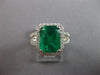 LARGE 4.46CT DIAMOND & AAA EMERALD 18KT WHITE GOLD EMERALD CUT ENGAGEMENT RING