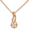 ESTATE .11CT DIAMOND 14KT ROSE GOLD 3D SOLITAIRE FLOWER FUN FLOATING PENDANT