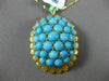 ANTIQUE LARGE AAA TURQUOISE 18KT YELLOW GOLD 3D LEAF CLUSTER SUN BURST PENDANT