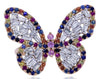 1.54CT DIAMOND & AAA MULTI COLOR SAPPHIRE 18K YELLOW GOLD 3D BUTTERFLY LOVE RING