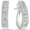 .91CT DIAMOND 14KT WHITE GOLD 3D 3 ROW RECTANGULAR BAR CLIP ON HANGING EARRINGS