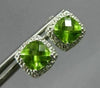 ESTATE 2.29CT DIAMOND & AAA PERIDOT 14KT WHITE GOLD 3D SQUARE HALO STUD EARRINGS