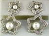 .68CT DIAMOND & AAA SOUTH SEA PEARL 14KT WHITE GOLD DOUBLE STAR HANGING EARRINGS