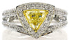 LARGE 2.31CT WHITE & FANCY YELLOW DIAMOND 18KT 2 TONE GOLD HALO ENGAGEMENT RING