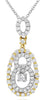 .60CT DIAMOND 18KT 2 TONE GOLD 3D SOLITAIRE OVAL LOVE KNOT FUN FLOATING PENDANT
