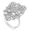 EXTRA LARGE .93CT DIAMOND 18KT WHITE GOLD 3D MULTI LEAF OPEN FILIGREE CROWN RING
