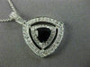 ESTATE LARGE 1.15CT DIAMOND & AAA SAPPHIRE 14K WHITE GOLD 3D DOUBLE HALO PENDANT
