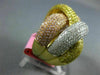 EXTRA LARGE 2.18CT MULTI COLOR DIAMOND 18KT TRI COLOR GOLD 3D CRISS CROSS RING