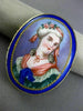 ANTIQUE AAA MULTI COLOR ENAMEL 14K YELLOW GOLD 3D LADY CAMEO PORTRAIT PIN BROOCH