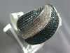LARGE 1.72CT WHITE & BLUE DIAMOND 14K WHITE GOLD MULTI LEAF CRISS CROSS FUN RING