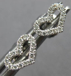 ESTATE SMALL .10CT DIAMOND 14KT WHITE GOLD 3D OPEN HEART LOVE STUD EARRINGS