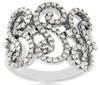 ESTATE WIDE .92CT DIAMOND 14KT WHITE GOLD MULTI ROW LOVE KNOT ANNIVERSARY RING